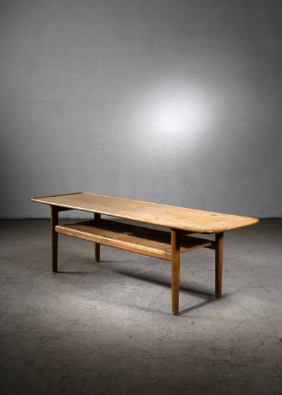 Hans Wegner Hans Wegner wood and cane coffee table