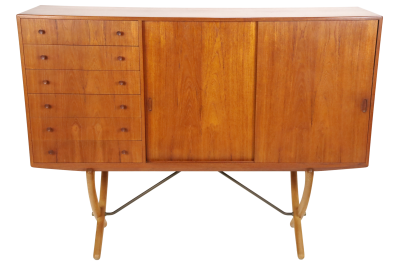 Hans Wegner Impressive Scandinavian Modern Saber Base Cabinet Designed by Hans Wegner