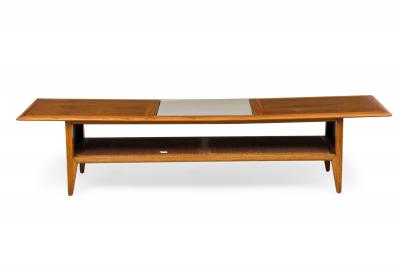 Hans Wegner Mid Century Danish Modern Teak and Cane Low Coffee Table Style of Hans Wegner