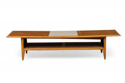 Hans Wegner Mid Century Danish Modern Teak and Cane Low Coffee Table Style of Hans Wegner