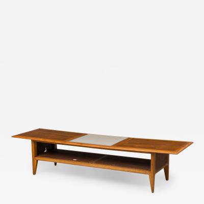 Hans Wegner Mid Century Danish Modern Teak and Cane Low Coffee Table Style of Hans Wegner