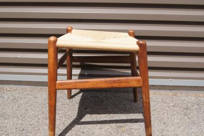 Hans Wegner Oak and Papercord Wishbone Ottoman by Hans J Wegner for Carl Hansen