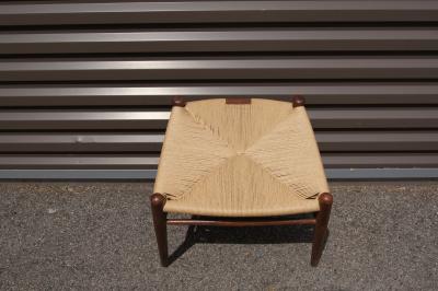 Hans Wegner Oak and Papercord Wishbone Ottoman by Hans J Wegner for Carl Hansen