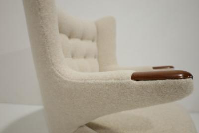 Hans Wegner Pair of Hans J Wegner AP19 Papa Bear Chairs in Holly Hunt Alpaca