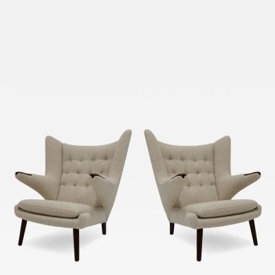 Hans Wegner Pair of Hans J Wegner AP19 Papa Bear Chairs in Holly Hunt Alpaca