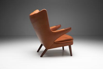 Hans Wegner Papa Bear Leather Lounge Chair by Hans J Wegner for AP Stolen Denmark 1950s