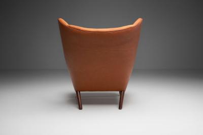 Hans Wegner Papa Bear Leather Lounge Chair by Hans J Wegner for AP Stolen Denmark 1950s
