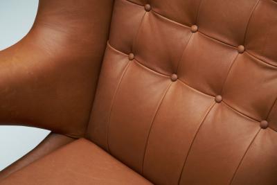 Hans Wegner Papa Bear Leather Lounge Chair by Hans J Wegner for AP Stolen Denmark 1950s