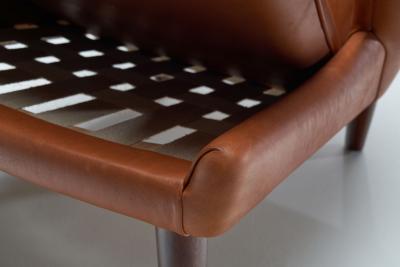 Hans Wegner Papa Bear Leather Lounge Chair by Hans J Wegner for AP Stolen Denmark 1950s