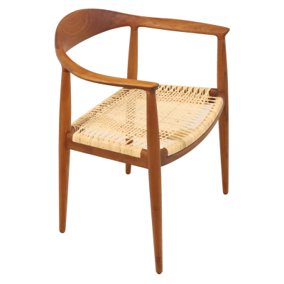 Hans Wegner Scandinavian Modern Teak Cane Occasional Chair Designed by Hans Wegner