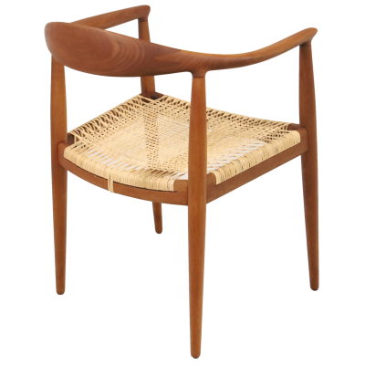 Hans Wegner Scandinavian Modern Teak Cane Occasional Chair Designed by Hans Wegner