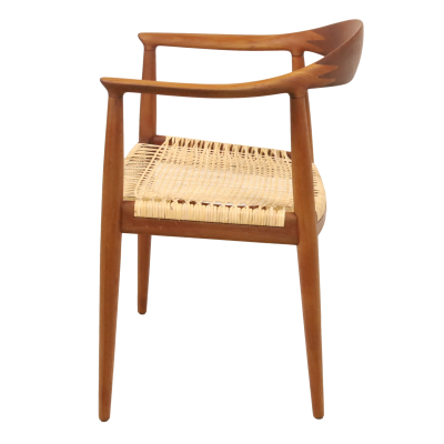 Hans Wegner Scandinavian Modern Teak Cane Occasional Chair Designed by Hans Wegner