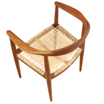 Hans Wegner Scandinavian Modern Teak Cane Occasional Chair Designed by Hans Wegner