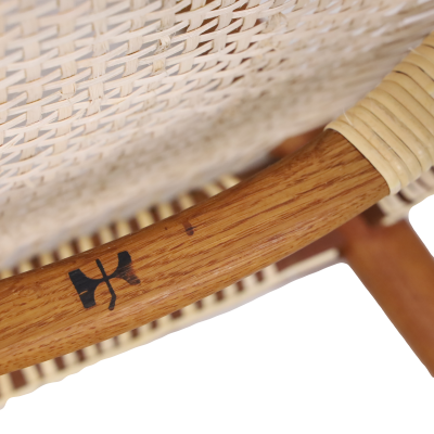 Hans Wegner Scandinavian Modern Teak Cane Occasional Chair Designed by Hans Wegner