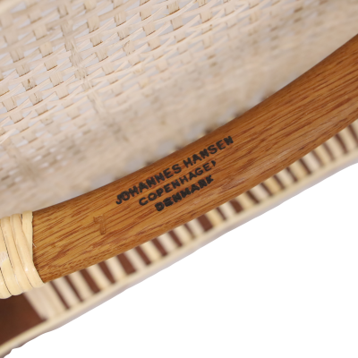 Hans Wegner Scandinavian Modern Teak Cane Occasional Chair Designed by Hans Wegner