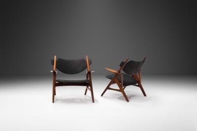 Hans Wegner Set of 2 Sculptural Danish Chairs in the Manner of Hans Wegner Denmark ca 1960s