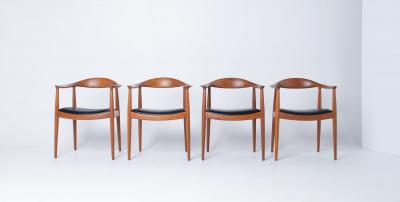 Hans Wegner Set of 4 Round Chairs by Hans J Wegner for Johannes Hansen
