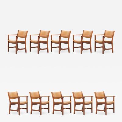 Hans Wegner Set of Ten GE 1960s Armchairs in Leather by Hans Wegner for by GETAMA Denmark
