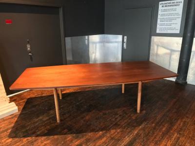 Hans Wegner T 54 important and large teak and oak dining or conference table by Hans Wegner