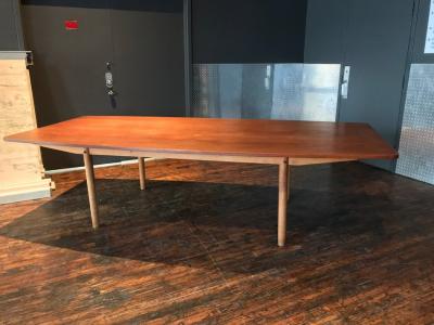 Hans Wegner T 54 important and large teak and oak dining or conference table by Hans Wegner