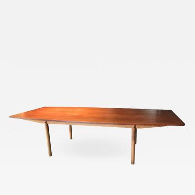 Hans Wegner T 54 important and large teak and oak dining or conference table by Hans Wegner