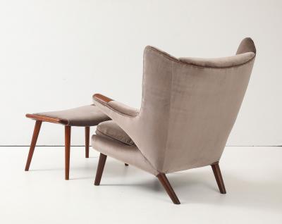 Hans Wegner Teak Papa Bear Chair and Ottoman by Hans J Wegner for A P Stolen