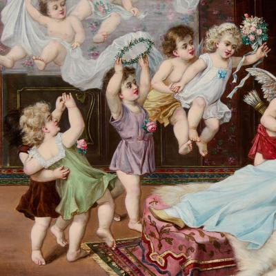 Hans Zatzka Austrian oil painting of a dream wedding by Zatzka