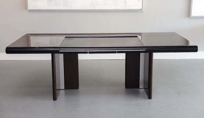 Hans von Klier Hans Von Klier Ebony de Macassar and Polished Chrome Desk Skipper Italy