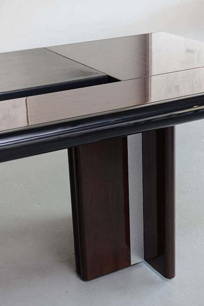 Hans von Klier Hans Von Klier Ebony de Macassar and Polished Chrome Desk Skipper Italy