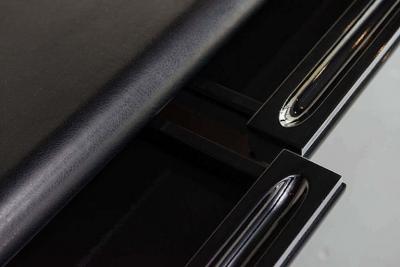 Hans von Klier Hans Von Klier Ebony de Macassar and Polished Chrome Desk Skipper Italy