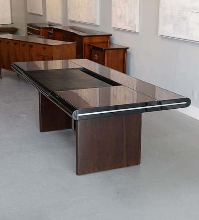 Hans von Klier Hans Von Klier Ebony de Macassar and Polished Chrome Desk Skipper Italy