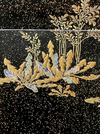 Hara Yoyusai Japanese Lacquer Tray with Maki e and Inlay Hara Yoyusai Edo Period