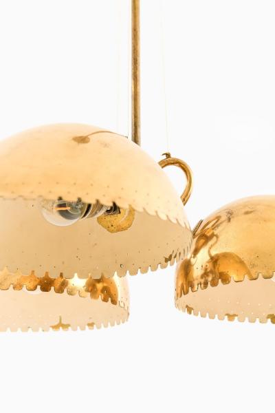 Harald Notini Ceiling Lamp with Three Dome shaped Brass Shades by Harald Notini 1940s