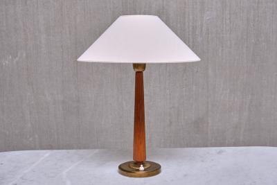 Harald Notini Harald Notini Attributed Table Lamp in Elm and Brass B hlmarks Sweden 1940s