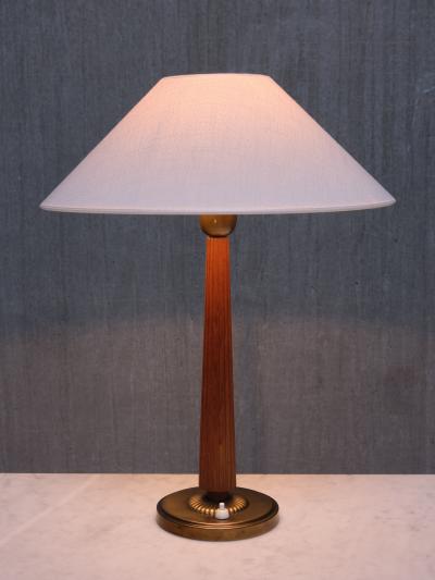Harald Notini Harald Notini Attributed Table Lamp in Elm and Brass B hlmarks Sweden 1940s