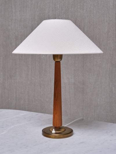Harald Notini Harald Notini Attributed Table Lamp in Elm and Brass B hlmarks Sweden 1940s