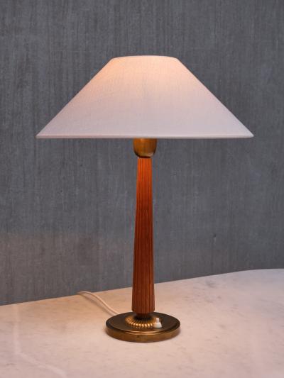 Harald Notini Harald Notini Attributed Table Lamp in Elm and Brass B hlmarks Sweden 1940s