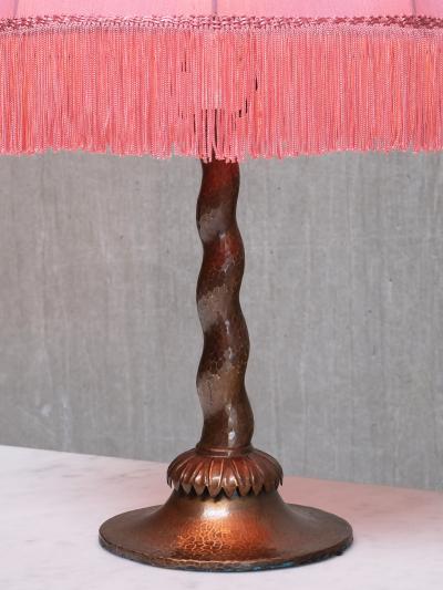 Harald Notini Harald Notini Hammered Copper Table Lamp Model 6839 B hlmarks Sweden 1920s