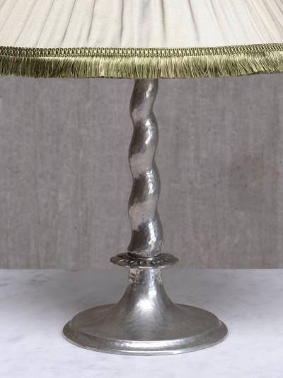 Harald Notini Harald Notini Hammered Tin Table Lamp Model 6891 B hlmarks Sweden 1920s