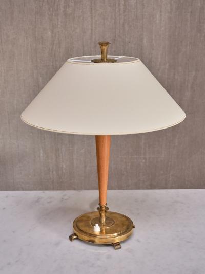 Harald Notini Harald Notini Table Lamp in Brass and Elm Model 15409 B hlmarks Sweden 1940s