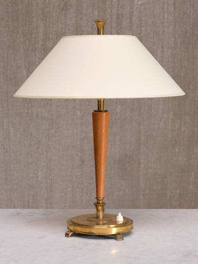 Harald Notini Harald Notini Table Lamp in Brass and Elm Model 15409 B hlmarks Sweden 1940s