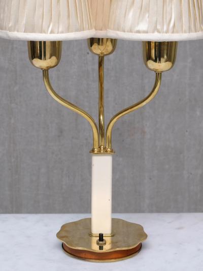 Harald Notini Harald Notini Three Arm Brass Table Lamp Model 15484 B hlmarks Sweden 1940s