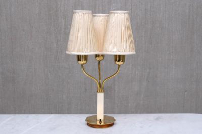 Harald Notini Harald Notini Three Arm Brass Table Lamp Model 15484 B hlmarks Sweden 1940s
