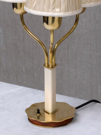 Harald Notini Harald Notini Three Arm Brass Table Lamp Model 15484 B hlmarks Sweden 1940s