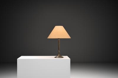 Harald Notini Model 6851 Patinated Brass Table Lamp by Harald Notini Sweden 1920s