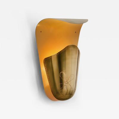 Harald Notini Model 8596 Brass Wall Lamp by Notini Attr for Bo hlmarks Sweden 1950s