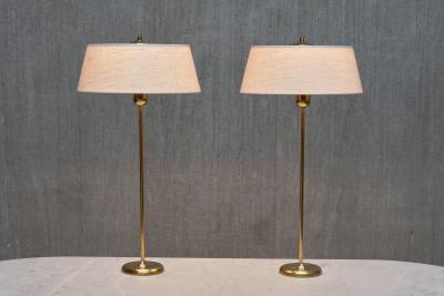 Harald Notini Pair of Tall Brass Table Lamps by Harald Notini for B hlmarks Sweden 1950s