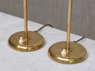 Harald Notini Pair of Tall Brass Table Lamps by Harald Notini for B hlmarks Sweden 1950s