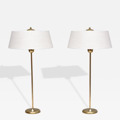 Harald Notini Pair of Tall Brass Table Lamps by Harald Notini for B hlmarks Sweden 1950s