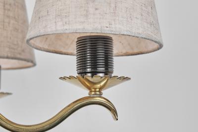 Harald Notini Six Armed Brass Chandelier by Harald Notini Attr for B hlmarks Sweden 1940s